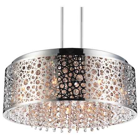 9 Light Drum Shade Chandelier With Chrome Finish